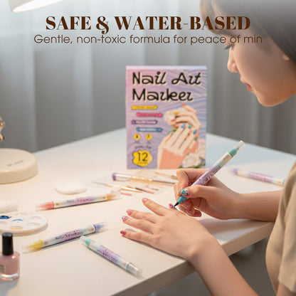 🥳 Nageldesign-Pen mit 2-in-1 Spitze – Perfekt für präzise Linien & Details zu Hause oder unterwegs