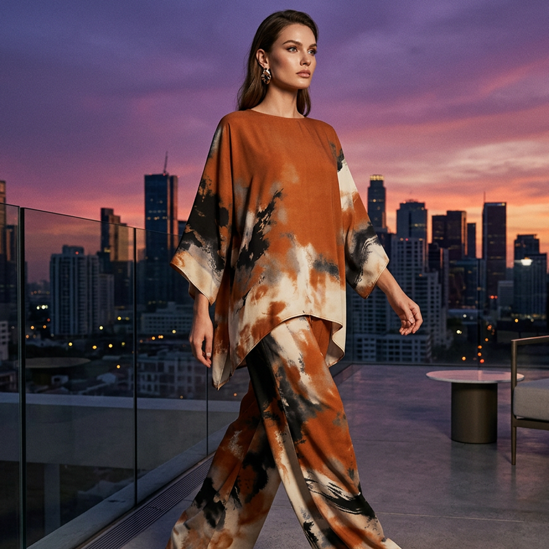 🔥✨2026 NEUHEIT!  Komfortables Zweiteiler-Set mit weiter Hose und Print-Oberteil👗