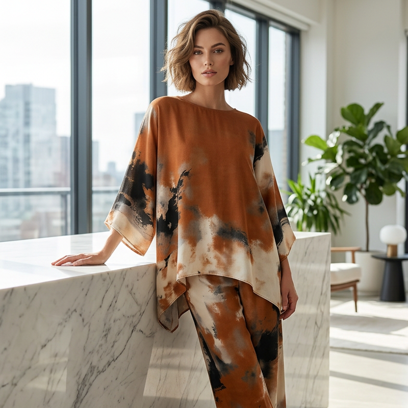 🔥✨2026 NEUHEIT!  Komfortables Zweiteiler-Set mit weiter Hose und Print-Oberteil👗