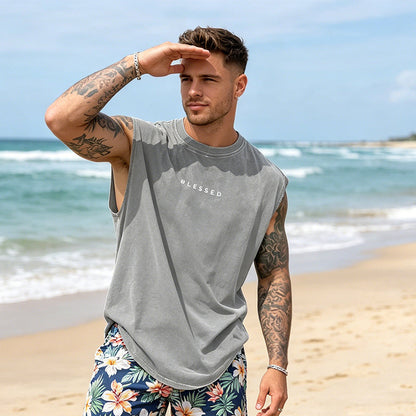 🖤Herren Vintage Tanktop "Acid-Wash" – ☁️Luftig, Locker & 💪Maskulin