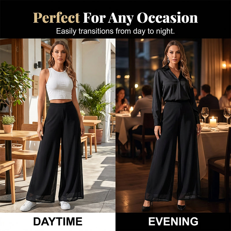✨ Schick & bequem: Fließende Chiffon-Hose mit weitem Bein für Damen – für jeden Anlass ✨