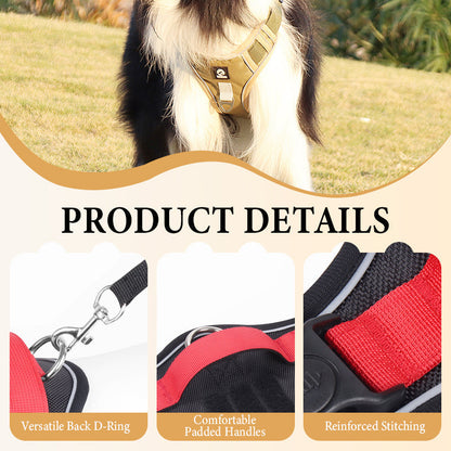 🐾50% Rabatt!🦮Zugstopp‑Hundegeschirr mit Front‑D‑Ring, komplett mit Leine & LED‑Halsband für sichere Spaziergänge 🔦