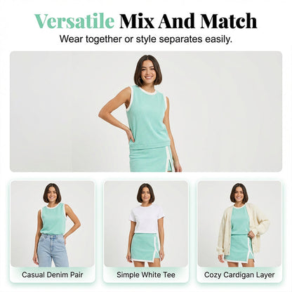 😍2-teiliges Loungewear-Set für Damen aus geripptem Strick