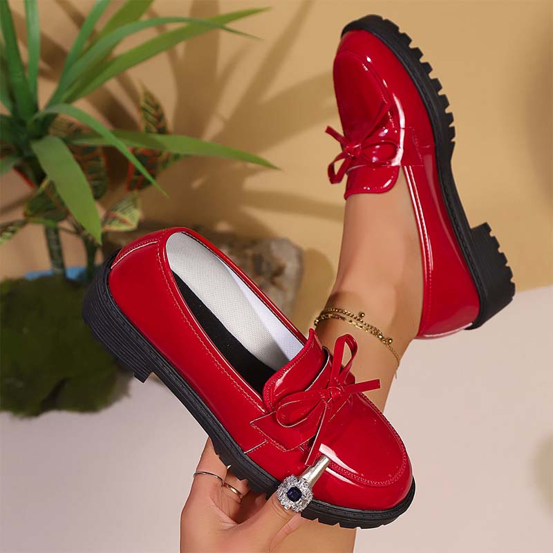 ✨👠Strahlend schön, leichtfüßig 🌸Lässige Damen-Loafer aus Lackleder mit Schleife