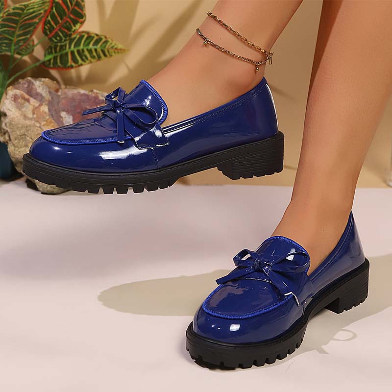 ✨👠Strahlend schön, leichtfüßig 🌸Lässige Damen-Loafer aus Lackleder mit Schleife