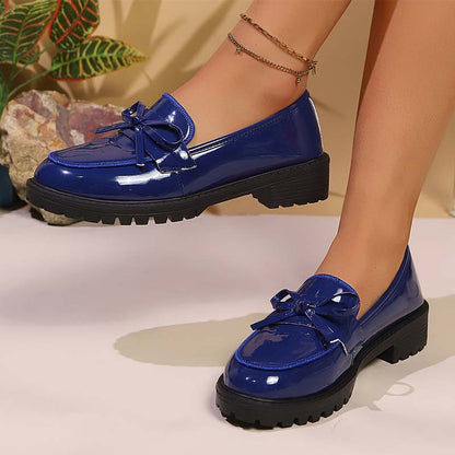 ✨👠Strahlend schön, leichtfüßig 🌸Lässige Damen-Loafer aus Lackleder mit Schleife