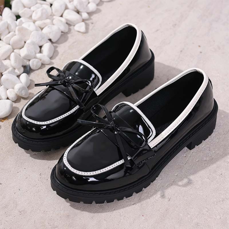 ✨👠Strahlend schön, leichtfüßig 🌸Lässige Damen-Loafer aus Lackleder mit Schleife