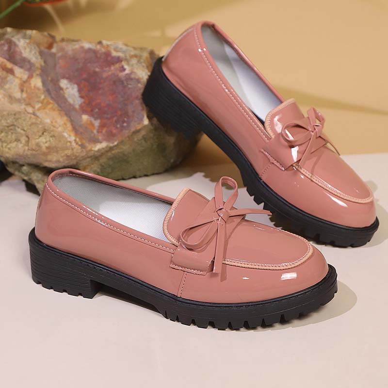 ✨👠Strahlend schön, leichtfüßig 🌸Lässige Damen-Loafer aus Lackleder mit Schleife