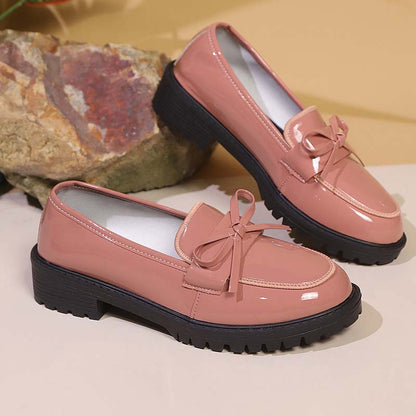 ✨👠Strahlend schön, leichtfüßig 🌸Lässige Damen-Loafer aus Lackleder mit Schleife