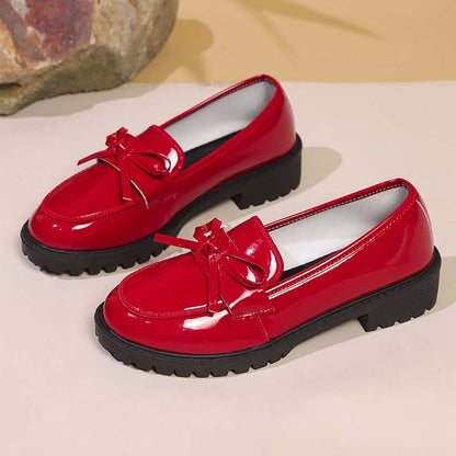 ✨👠Strahlend schön, leichtfüßig 🌸Lässige Damen-Loafer aus Lackleder mit Schleife