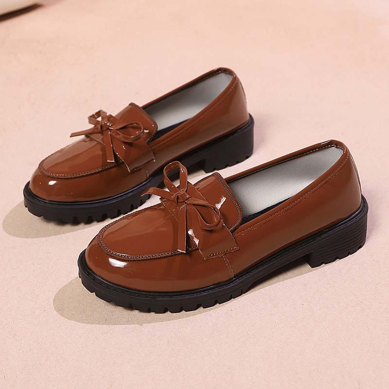 ✨👠Strahlend schön, leichtfüßig 🌸Lässige Damen-Loafer aus Lackleder mit Schleife