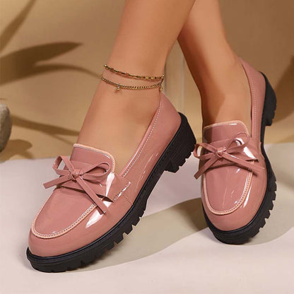 ✨👠Strahlend schön, leichtfüßig 🌸Lässige Damen-Loafer aus Lackleder mit Schleife
