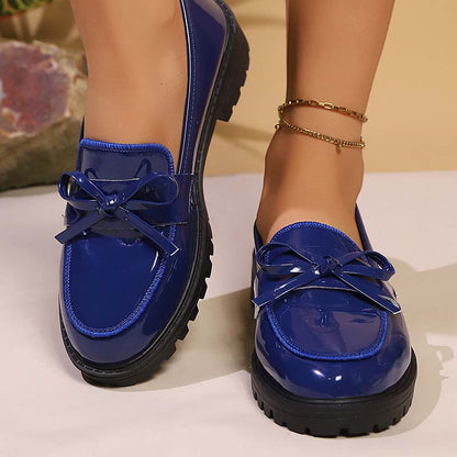 ✨👠Strahlend schön, leichtfüßig 🌸Lässige Damen-Loafer aus Lackleder mit Schleife