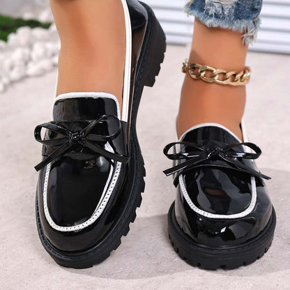 ✨👠Strahlend schön, leichtfüßig 🌸Lässige Damen-Loafer aus Lackleder mit Schleife