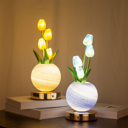 🌷💡🌸 Elegante Tulpenstrauß-Nachtlampe – Romantische Blumenlampe, Schlafzimmer Deko Nachtlicht