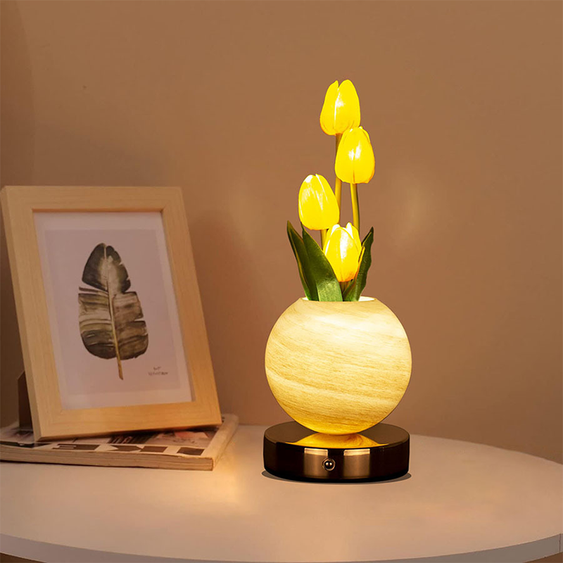🌷💡🌸 Elegante Tulpenstrauß-Nachtlampe – Romantische Blumenlampe, Schlafzimmer Deko Nachtlicht
