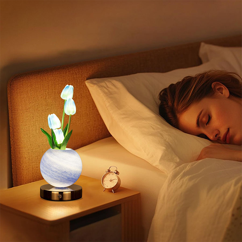 🌷💡🌸 Elegante Tulpenstrauß-Nachtlampe – Romantische Blumenlampe, Schlafzimmer Deko Nachtlicht
