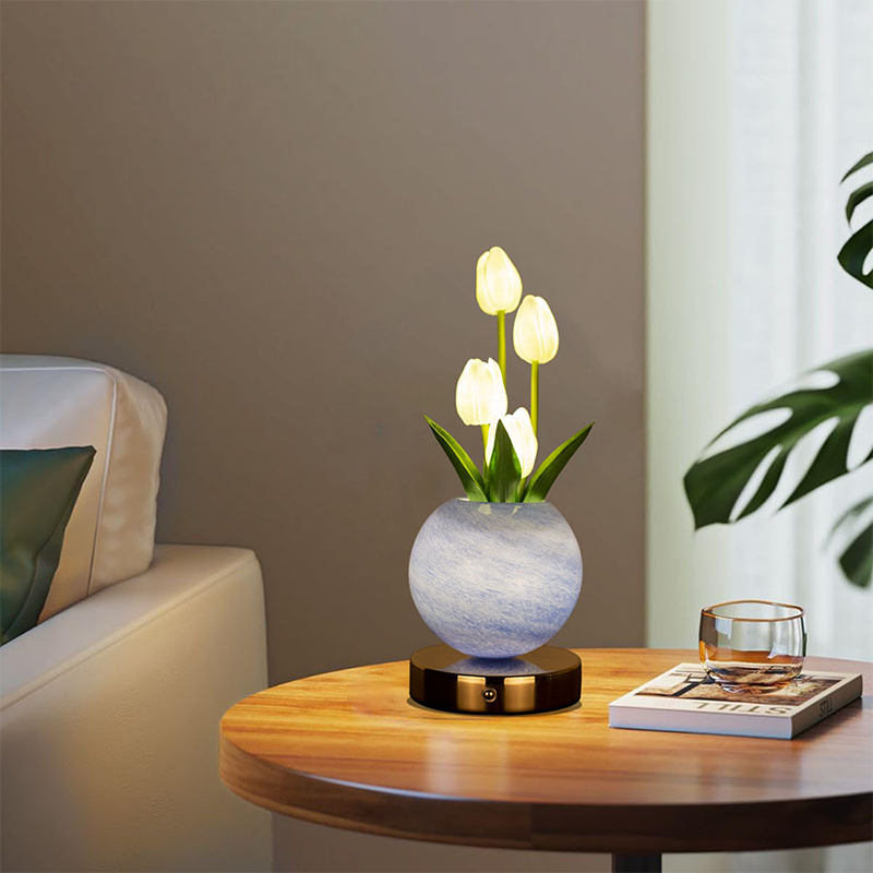 🌷💡🌸 Elegante Tulpenstrauß-Nachtlampe – Romantische Blumenlampe, Schlafzimmer Deko Nachtlicht