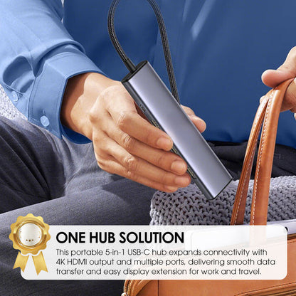 ⚡ BEGRENZTE AKTION: 50 % RABATT! 🔌 Tragbarer 5-in-1-USB-C-Hub mit 4K-HDMI-Ausgang – Hochgeschwindigkeitsdatenübertragung, 100-W-Ladefunktion und Aluminiumgehäuse 💻