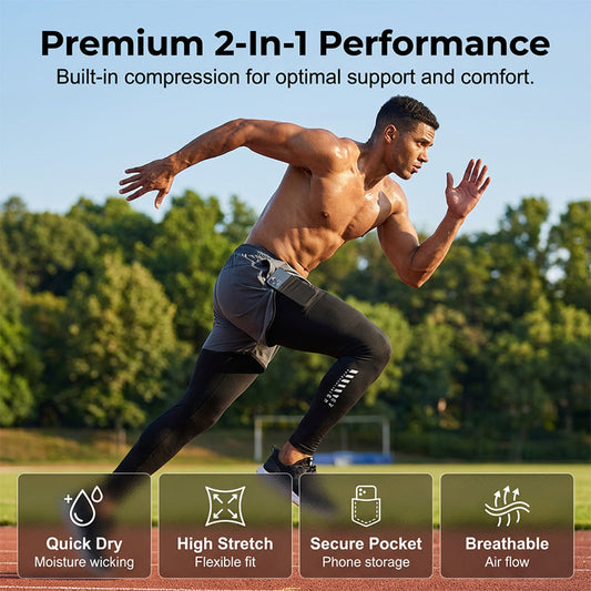 🏃‍♂️ 50% RABATT! ✨ Herren 2-in-1 Laufhosen – Kompression & atmungsaktiv – Integrierte Shorts, schnelltrocknend & perfekt für Training oder Wettkampf 💪