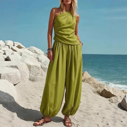 💃50% RABATT Elegantes Damen-Set Ein-Schulter-Top & Weite Hose🌸