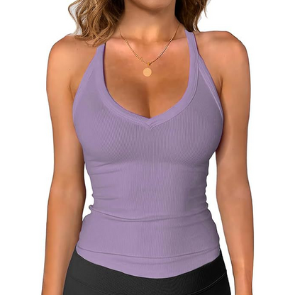 📢📢 50 % RABATT !! ⏰ Damen-Ribbed-V-Ausschnitt-Tanktop
