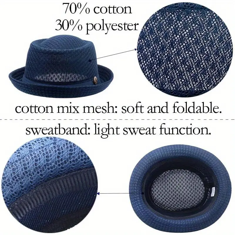✨50% RABATT!🎩Atmungsaktive Mesh Fedora Hut Sonnenschutzhut Herren Damen Leicht Outdoor Mütze