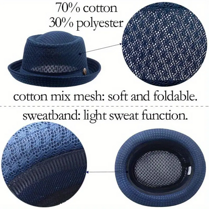 ✨50% RABATT!🎩Atmungsaktive Mesh Fedora Hut Sonnenschutzhut Herren Damen Leicht Outdoor Mütze
