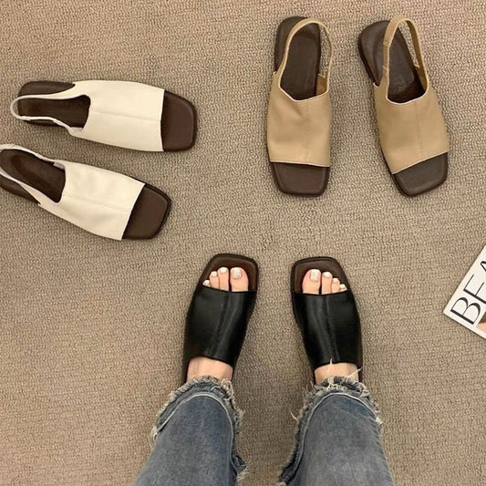 ✨2026 Neu Damen Retro-Slingback-Sandalen 🥿 eckige Zehenpartie Komfort Freizeitsandalen