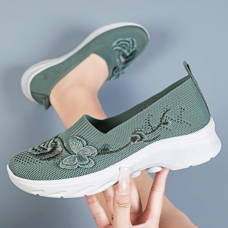 🦶🌿 Atmungsaktive Flyknit Slipper für Damen – leichte Hallenschuhe, rutschfest & bequem