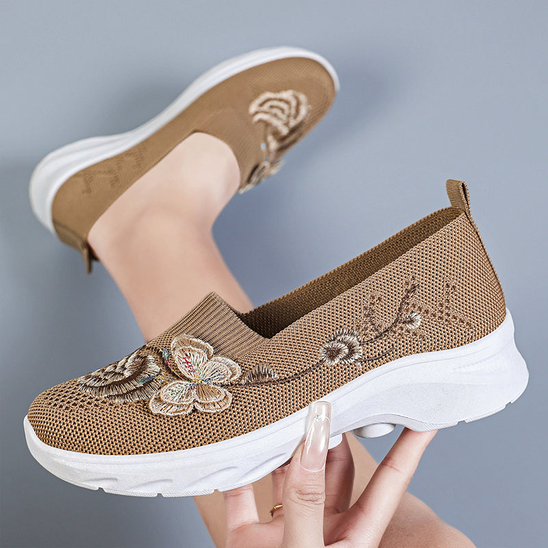 🦶🌿 Atmungsaktive Flyknit Slipper für Damen – leichte Hallenschuhe, rutschfest & bequem