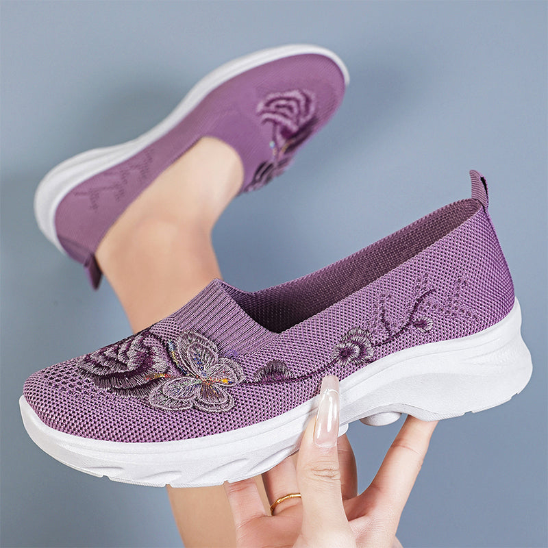 🦶🌿 Atmungsaktive Flyknit Slipper für Damen – leichte Hallenschuhe, rutschfest & bequem