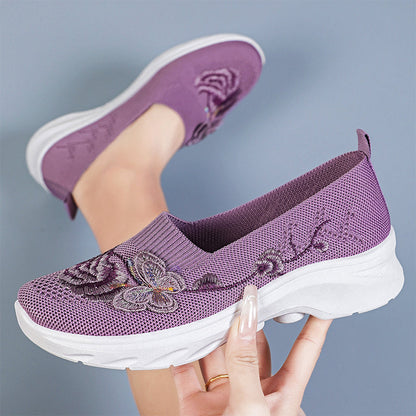 🦶🌿 Atmungsaktive Flyknit Slipper für Damen – leichte Hallenschuhe, rutschfest & bequem