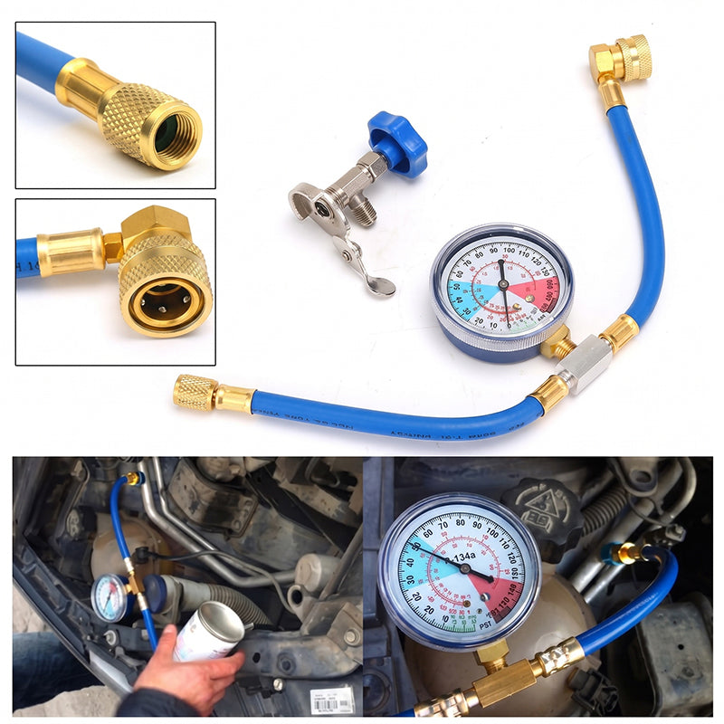 🔧 BEFRISTET 50% RABATT! ✨ R134a Füllschlauch mit Manometer – 0-350 PSI, 13mm Kuppler, Blau 🚗