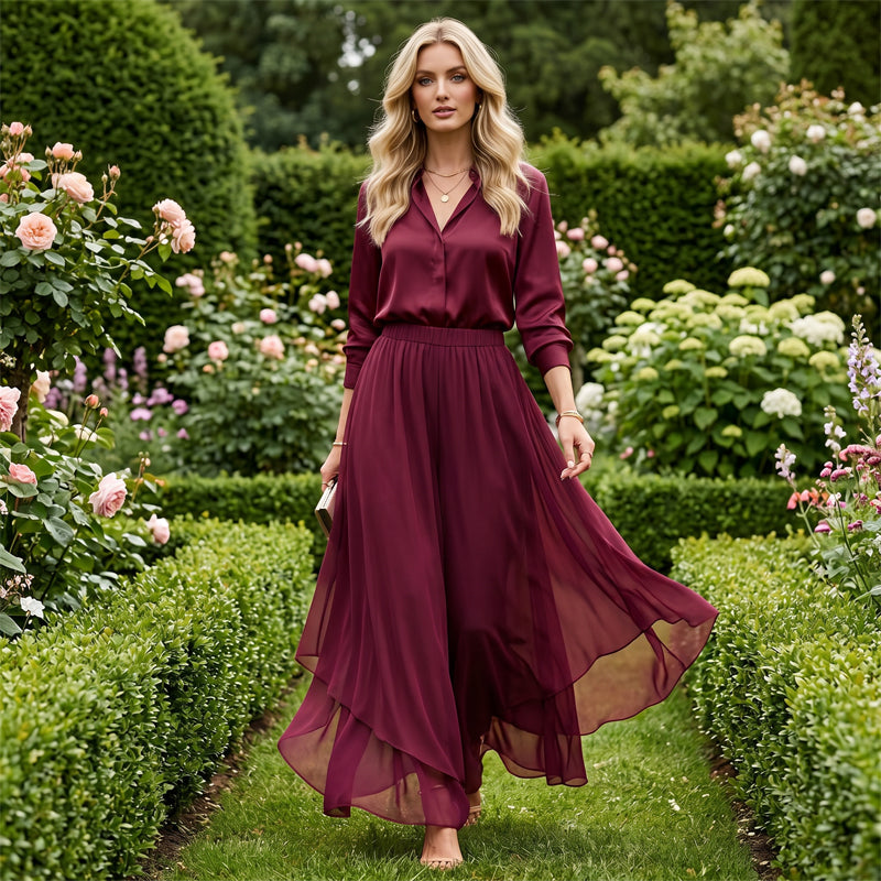 👖✨ Damen Chiffon-Hose mit weitem Bein – 50% RABATT! Asymmetrisch & elegant – Perfekt für Alltag & Urlaub 🌿