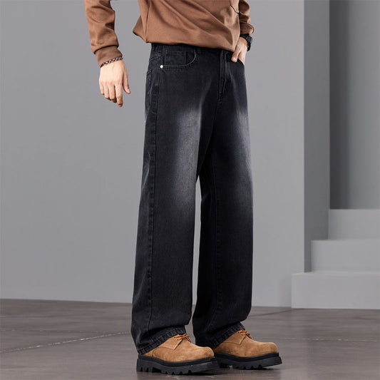 👖 Herrenjeans mit weitem Bein & Vintage-Waschung – Lässig, bequem & zeitlos!