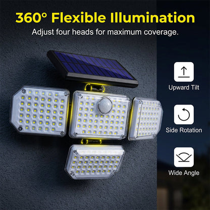 ☀️Solar Bewegungsmelderleuchte✨Mehrere Leuchtenköpfe Außenlampe
