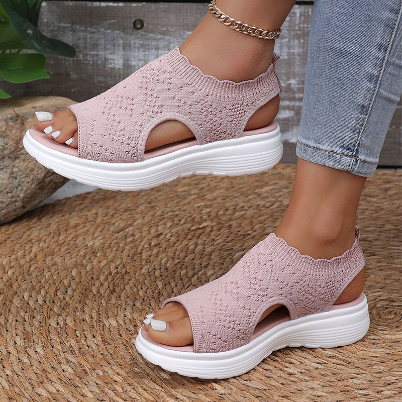 👡 Atmungsaktive Plateau-Sandalen aus Strick für Damen – leicht & komfortabel