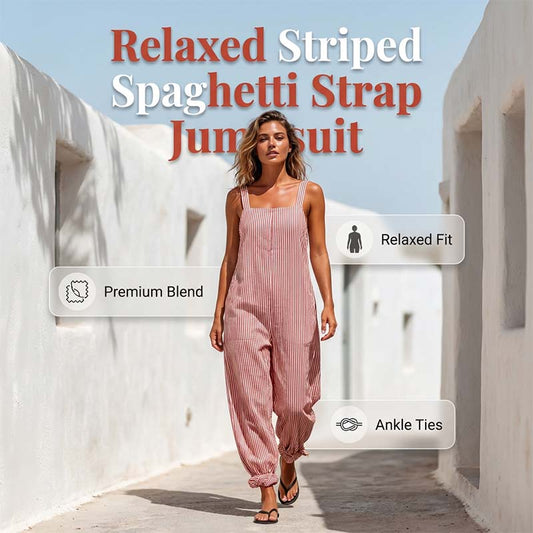 👗🌸 Lässiger gestreifter Overall mit schmalen Trägern – perfekt für Sommer & Urlaub, jetzt −50%