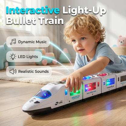 📢📢50% Rabatt  !!⏰ Elektrischer Spielzeugzug – Leuchtend, stoß- und fahrbar & mit Musik – Interaktives Design, perfekt für Kleinkinder – fördert Motorik und Fantasie 🎵