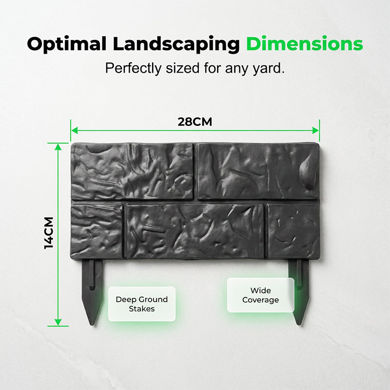 ⛏️Gartenumrandung aus ineinandergreifenden Kunststeinplatten｜verzahnte Steinbeeteinfassung für Rasen & Blumenbeet