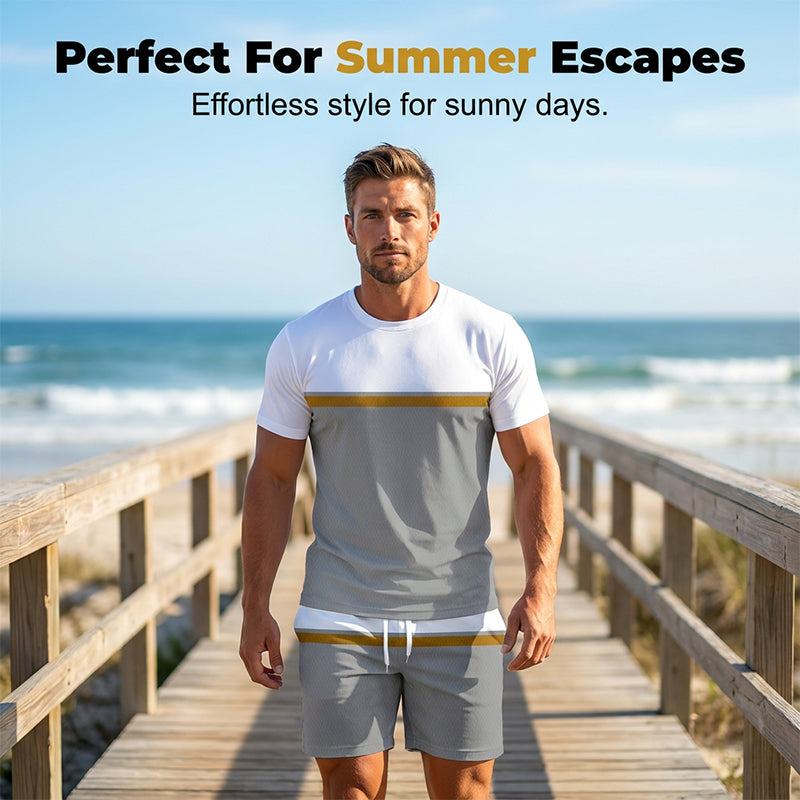 👕🎨 Men's Summer Color-Block Sportswear Set – 50% RABATT! Farbenfroh, atmungsaktiv, perfekt für Training & Freizeit. 🔥☀️