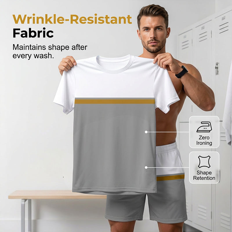 👕🎨 Men's Summer Color-Block Sportswear Set – 50% RABATT! Farbenfroh, atmungsaktiv, perfekt für Training & Freizeit. 🔥☀️