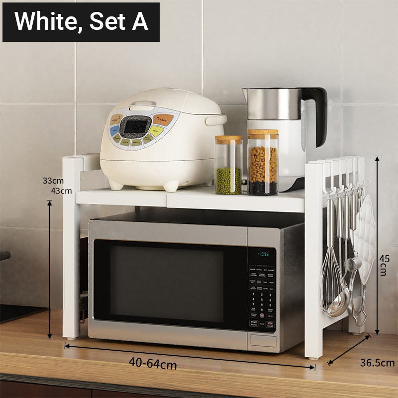 🧰Erweiterbares Mikrowellenregal – verstellbar, Tragkraft 75 kg, inklusive Haken