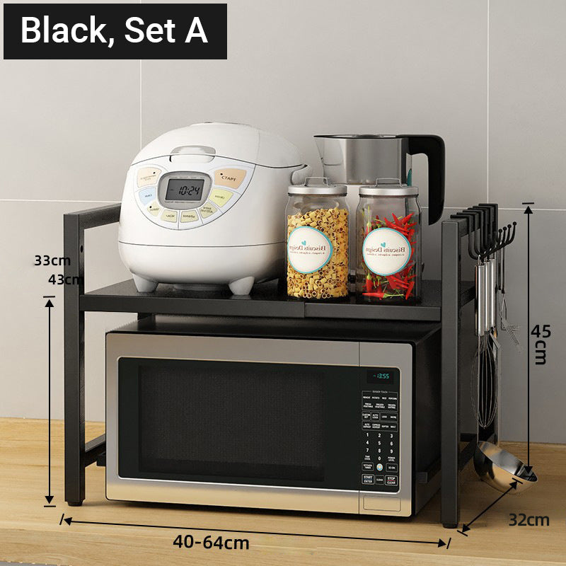 🧰Erweiterbares Mikrowellenregal – verstellbar, Tragkraft 75 kg, inklusive Haken