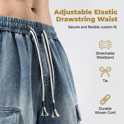 🩳 NUR FÜR BEGRENZTE ZEIT 50 % RABATT! ✨ Lässige Jeansshorts für Herren – Cargotaschen, Kordelzug, High-Street-Style 🏙️