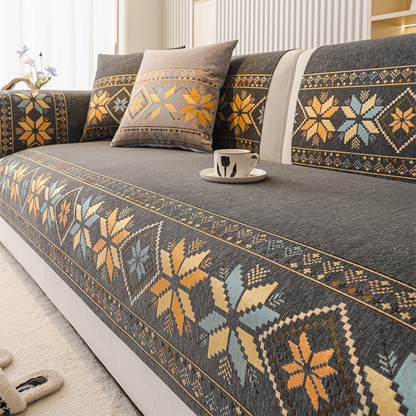 🛋️🌼 Boho-Stil Chenille Sofaauflagenbezug | Rutschfest & Weich für Ihr Wohnzimmer✨