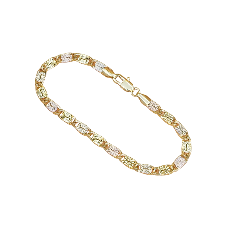 📢📢50% RABATT !!⏰Unisex Dreifarben-Gliederarmband – Gold, Roségold & Weißgold, zeitlos & vielseitig, jetzt −50%