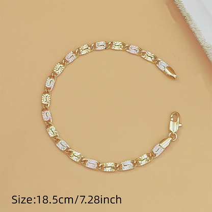 📢📢50% RABATT !!⏰Unisex Dreifarben-Gliederarmband – Gold, Roségold & Weißgold, zeitlos & vielseitig, jetzt −50%