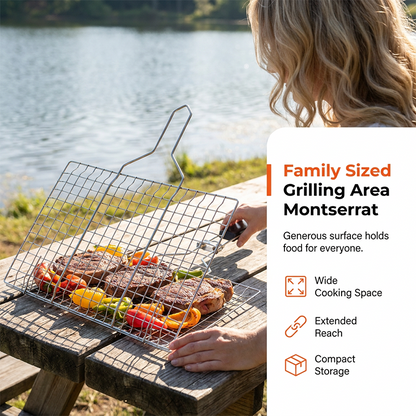🏕️🍖 Zusammenklappbarer & tragbarer Grillkorb | Praktisch für Camping & Gartengrill✨